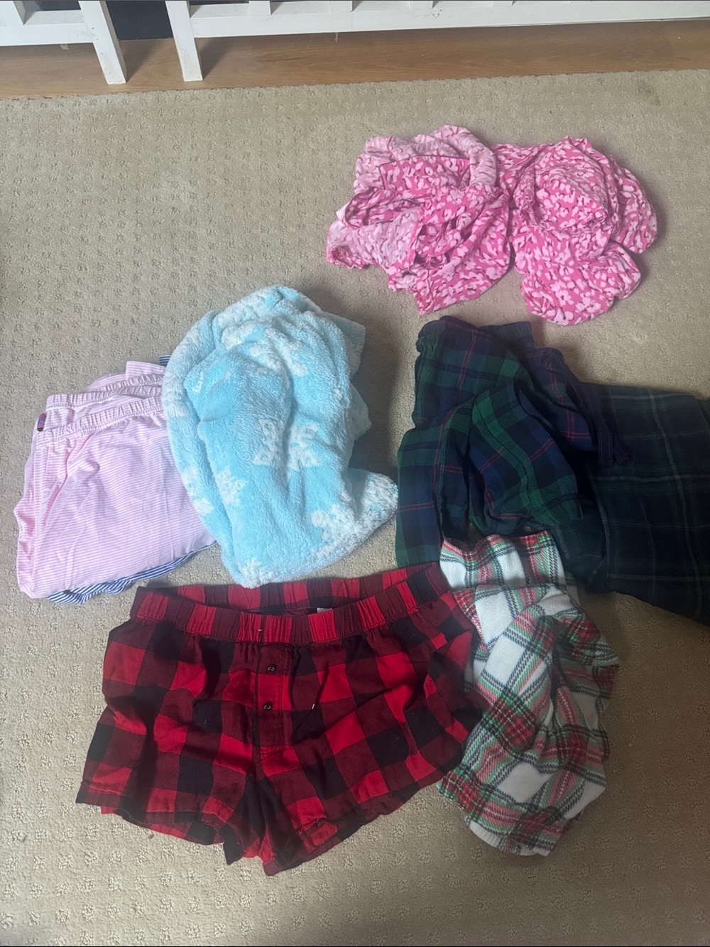 Edikted Pink Floral & Red Plaid Mixed Pajama Shorts and Tops Set